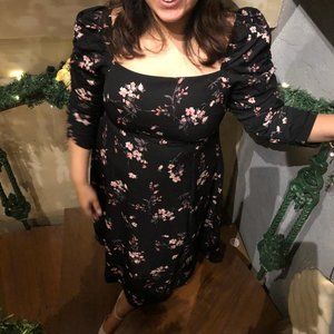 Black Printed Midi Dress